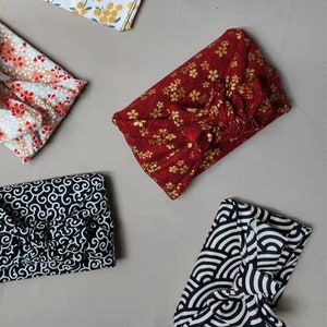 Furoshiki cotton printed Japanese traditional pattern, gift wrap. Japanese packaging image 3