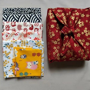 Furoshiki cotton printed Japanese traditional pattern, gift wrap. Japanese packaging image 4