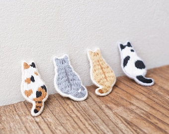 Set of 4 Cat Brooches Embroidery kit, Tutorial in English and French,  Art Gift DIY, Creative DIY, Craft Kit, starter kit