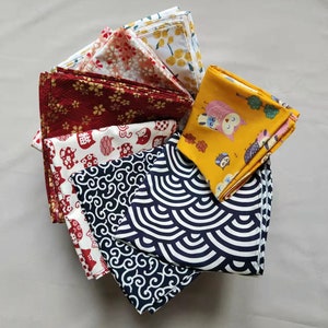 Furoshiki cotton printed Japanese traditional pattern, gift wrap. Japanese packaging image 6