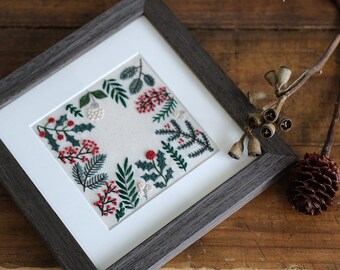 Kit de broderie cadre Noël, Tutoriel en anglais et français avec vidéo, Art Gift DIY, Creative DIY, Craft Kit, starter kit, DIY gift