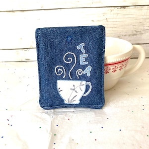Pochette pour sachets de thé, cadeau pour les amateurs de thé, sachet de thé confortable, portefeuille pour sachets de thé, support pour sachets de thé brodé à la main, rangement pour sachets de thé pour les voyages, organiseur de thé