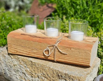 Lykta gjord av återvunna träbjälkar | Träbjälke med glasskiva | Vintage ljusstake | Trädekoration för hem, trädgård, uteplats | Borddekoration | Lantlig stil