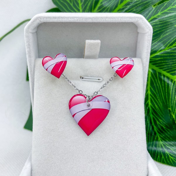 Healed Heart emoji necklace and earrings