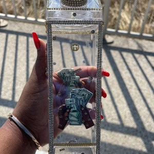 Bling bottle, gold bottle, designer bottle, sparkling bottle, money