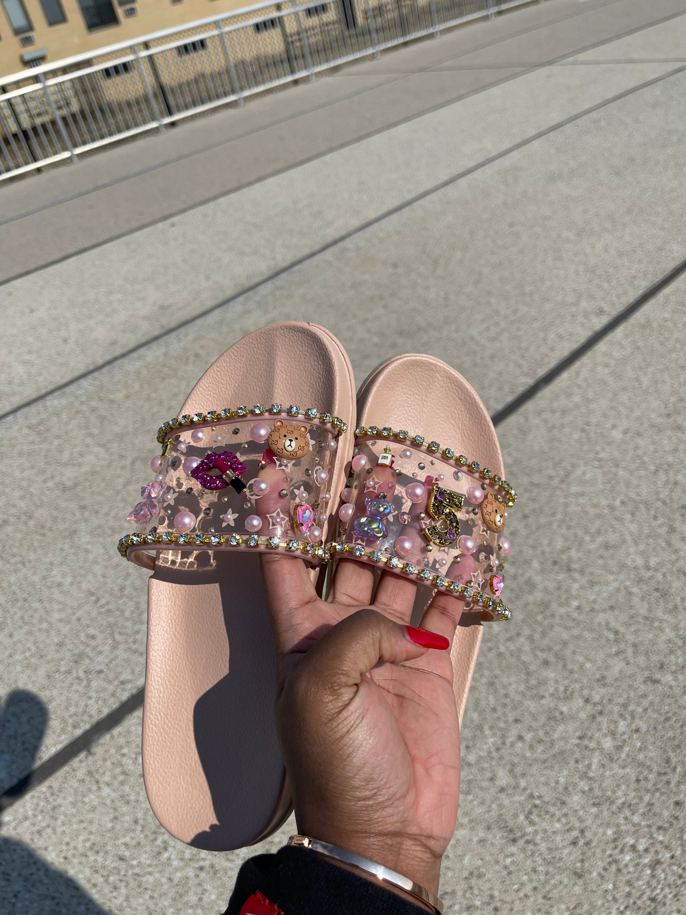 Bling Slides Pink Slides Designer Slides Slides Summer - Etsy