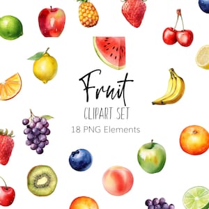 Watercolor Fruit Clipart - PNG - Instant download
