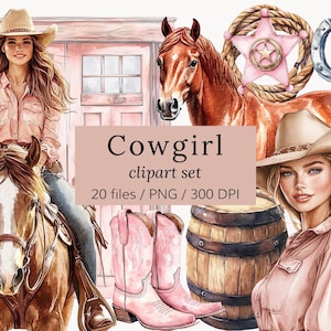 Cowgirl Clipart Set (PNG)