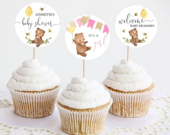 Teddy Bear Baby Shower Cupcake Toppers Fall Autumn Gender Neutral Party ...