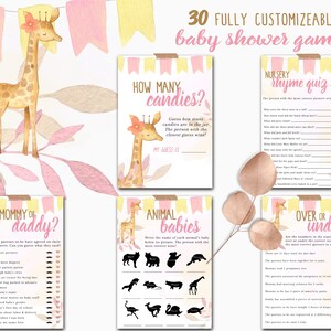 Giraffe Baby Shower Game Bundle, Printable Instant Download
