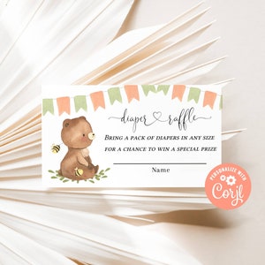 Teddy Bear Diaper Raffle Ticket, Diaper Raffle Baby Shower Game, We Can Bearly Wait Baby Shower ...