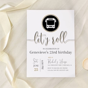 Party Bus Invitation, Party Bus Birthday Invite, Bachelorette Party Bus Invite, Editable Instant Download
