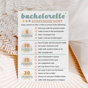 Editable Bachelorette Scavenger Hunt Game, Retro Bachelorette Party Game, Bachelorette Party Game, Printable