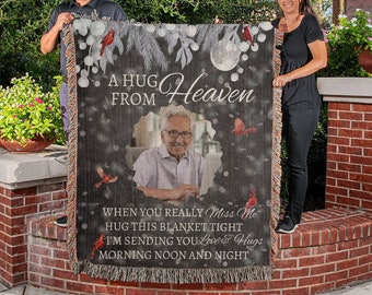 Personalized Memorial Woven Heirloom Blanket, Custom Loss of Loved One Bereavement Gift, Personalized Sympathy Gift