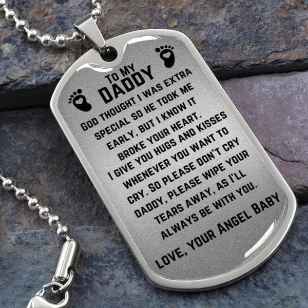 Personalized Miscarriage Keepsake for Dad dog tag, miscarriage necklace, lost baby memorial gift, angel baby gift for daddy, baby loss gift