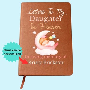 Cartas para minha filha Leather Journal | Presente memorial personalizado para perda de filha, perda de filho, perda de ente querido, em memória da filha