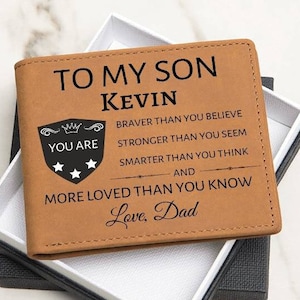 Father Son Wallet Gift | Gift for son on his wedding day, Kids personalized wallet for son, Graduation gift for son, Leather Wallet