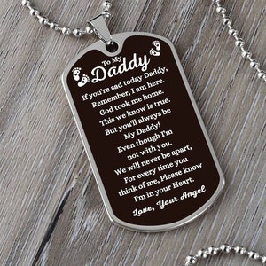 Miscarriage Gift For Dad, Mens Miscarriage jewelry, Dad of an angel, Personalized Keepsake, Baby Loss to my Dad , Still birth necklace