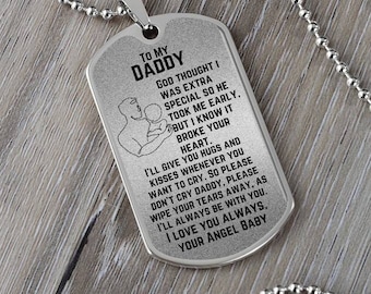 Miscarriage Gift For Dad | Miscarriage Keepsake, Daddy of an Angel Dog Tag Necklace, 7 weeks miscarriage gift for husband, Baby Loss Gift