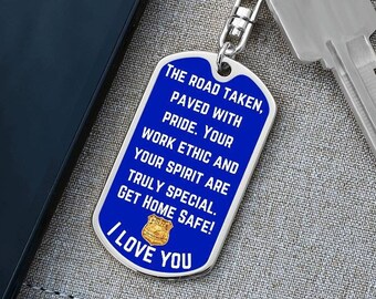Police Academy Graduation Gift, Personalized New Officer Keychain, Custom Thin Blue Line Keyring, New Police Officer Gift Idea For Husband