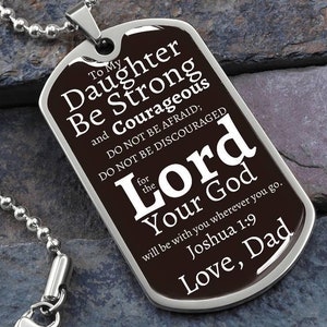 Daughter Dog Tag Necklace: Christian Gift from Dad