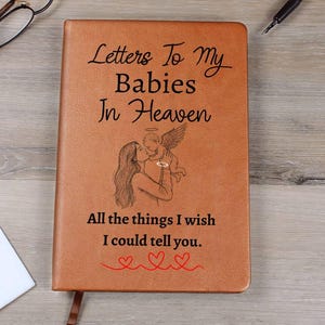 Diario "Cartas a mi bebé en el cielo", recuerdo personalizado de cuero vegano por pérdida de un bebé, libro de recuerdos de duelo para mamás y papás.