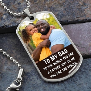 To My Dad Necklace, Personalized gift for him, Fathers day gift from kids, Dog tag pendant gift from daughter or son,