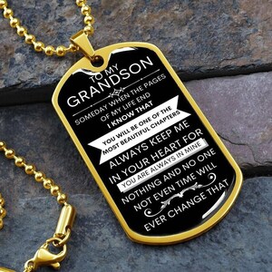 Enkel Dog Tag Halskette mit Sentimental Zitat für Enkel, Edelstahl-Andenken, Geschenk von Oma, 25