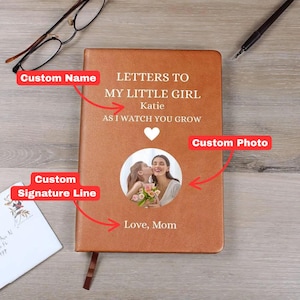 Cuaderno de cartas a mi hija, diario personalizado con foto y nombre, diario "Querida hija", "Mírame crecer", recuerdo de diario personalizado