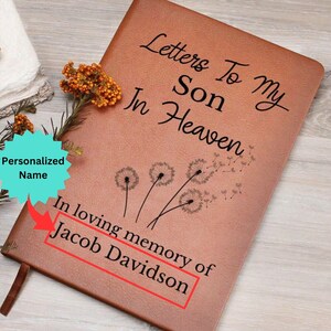 Carta personalizada al hijo en el cielo Leather Journal / Regalo de aborto espontáneo para la madre después de la pérdida del bebé, embarazo por infertilidad, conciencia sobre el síndrome de ovario poliquístico