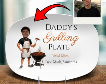 Personalized Grilling Plate, Custom Photo BBQ Platter, Dad Grandpa Papa Gift, Father’s Day Gift