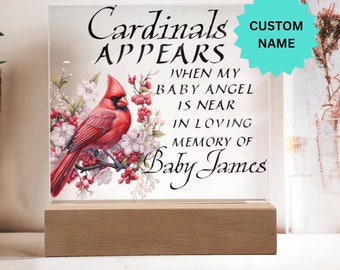 Cardinal Appears Memorial Gift | Miscarriage Keepsake, Acrylic Plaque gift after loss of loved one, Baby Infant Loss gift for her