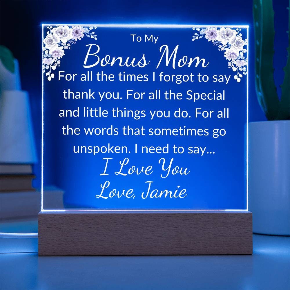 Personalized Bonus Mom Acrylic Plaque, Mother's Day Gift