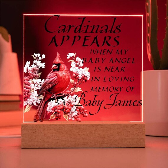 Sentimental Acrylic Plaque Cardinal Appears Miscarriage Gift for