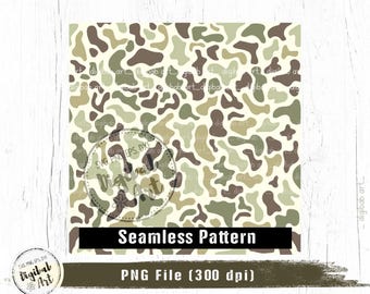 Camo Seamless Pattern, Duck Camo, Old School Camouflage, PNG, Digital Download