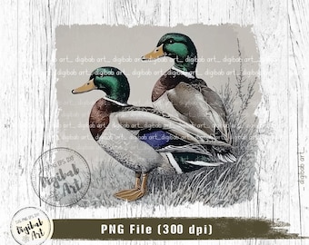 Vintage Mallard Duck PNG: Retro Hunting Design (Digital Download)