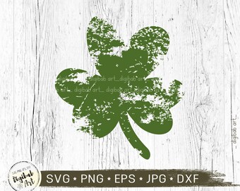 Trébol desgastado SVG: Trébol grunge, Día de San Patricio (Descarga digital)