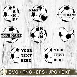 Fußball Name SVG Bundle, Fußball Monogramm, Name Fußball Herz svg, Schnitt Datei Cricut, Fußball png, Digitaler Download, Split Fußball Rahmen