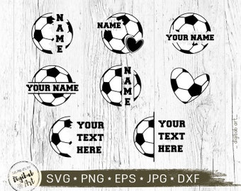 Soccer Name SVG Bundle,  Soccer Ball Monogram, Name Soccer Heart svg, Cut file cricut, Soccer png, Digital download, Split Soccer Frame