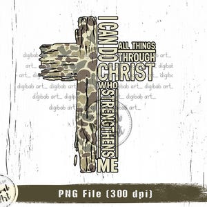 Camo Cross PNG, Christian Cross Png, Philippians 4:13,