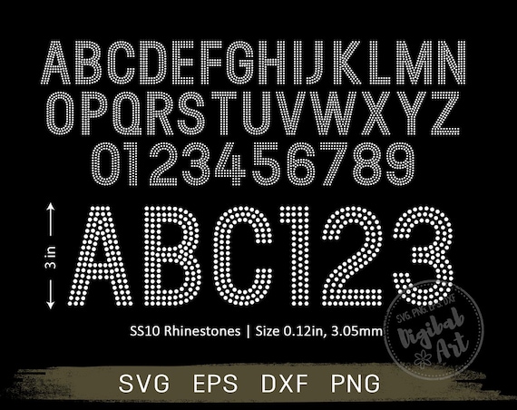 Rhinestone Template Alphabets & Numbers, Silhouette Cricut Svg, DXF EPS Instand Download, SS10 Rhinestones, Mama