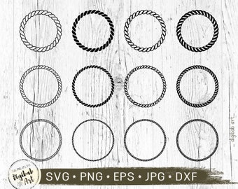 Rope Circle Frames SVG Bundle: Nautical Wreath, Border, Digital Download