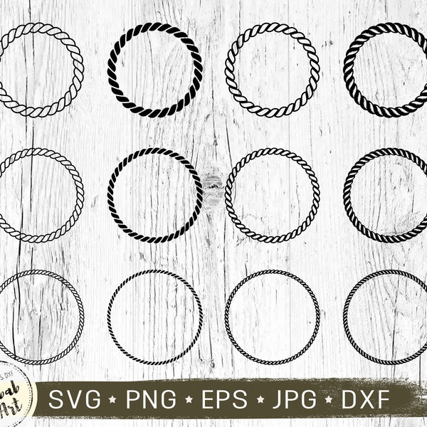 Rope Circle Frames SVG Bundle, Rope Border, Rope Wreath svg, Nautical Frame, png eps dxf, Instand Digital Download, Vector Round Rope Frame