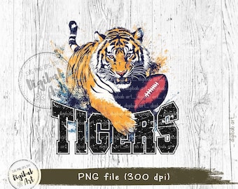 Tigers Football PNG, Digital Download, Tigers T-shirt print, Png Sublimation, Football Season, Tigers School, Tiger png