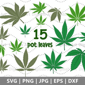 Pot Leaf SVG Bundle, Marijuana Vector Cut Files (Digital Download)