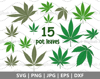 Pot Leaf SVG Bundle, Marijuana Vector Cut Files (Digital Download)