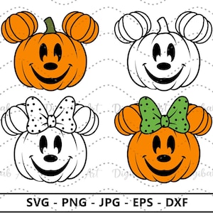 Halloween Pumpkin Mouse SVG Bundle: Layered Mickey & Minnie (Digital Download)
