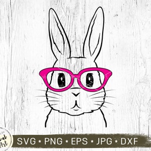 Bunny Glasses SVG, Easter Bunny svg, Rabbit svg, Easter svg, svg cut file, png dxf svg eps, Digital Download, Rabbit Glasses