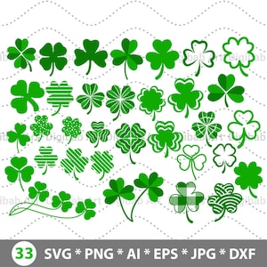 Paquete Shamrock SVG, Día de San Patricio, Hoja de Trébol SVG, Hoja svg, Suerte svg, png dxf, Silueta, camisa svg, descarga digital