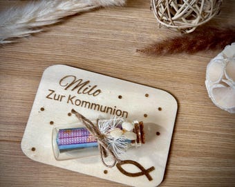 Geldgeschenk Kommunion | personalisiertes Geschenk Kommunion | Kommunionsgeschenk mit Namen | kleines Geschenk zur Kommunion